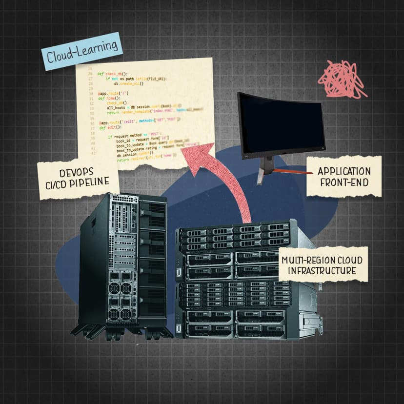 Cloud computing and software development training illustration